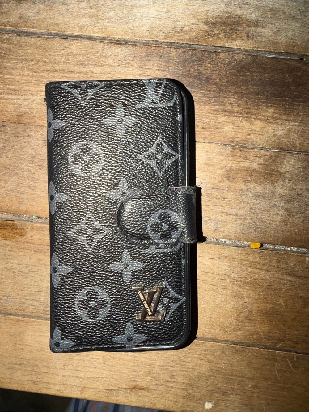 Black Monogram Canvas Phone Wallet iPhone 12